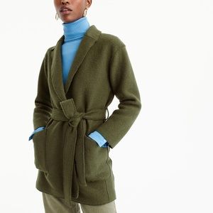 (New) J.Crew Wrap Boiled Wool Coat Moss Green